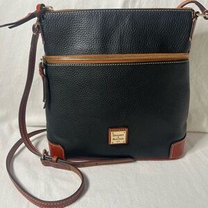 Dooney & Bourke Pebble Grain Black and Brown Leather Crossbody